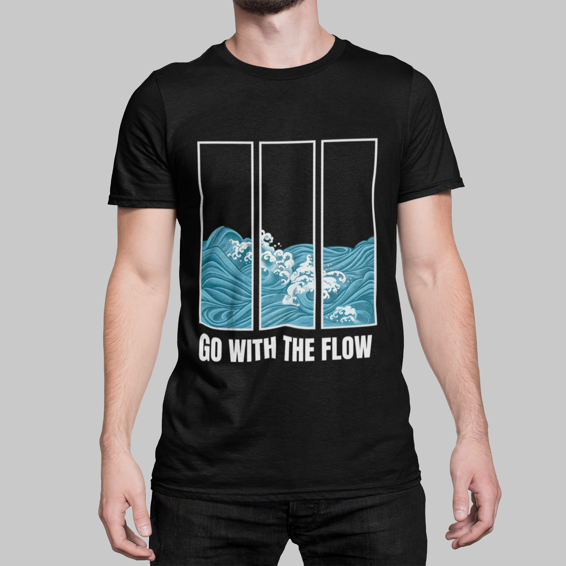 "Go With The Flow" Ocean Wave T-Shirt – Chill Vibes Graphic Tee
