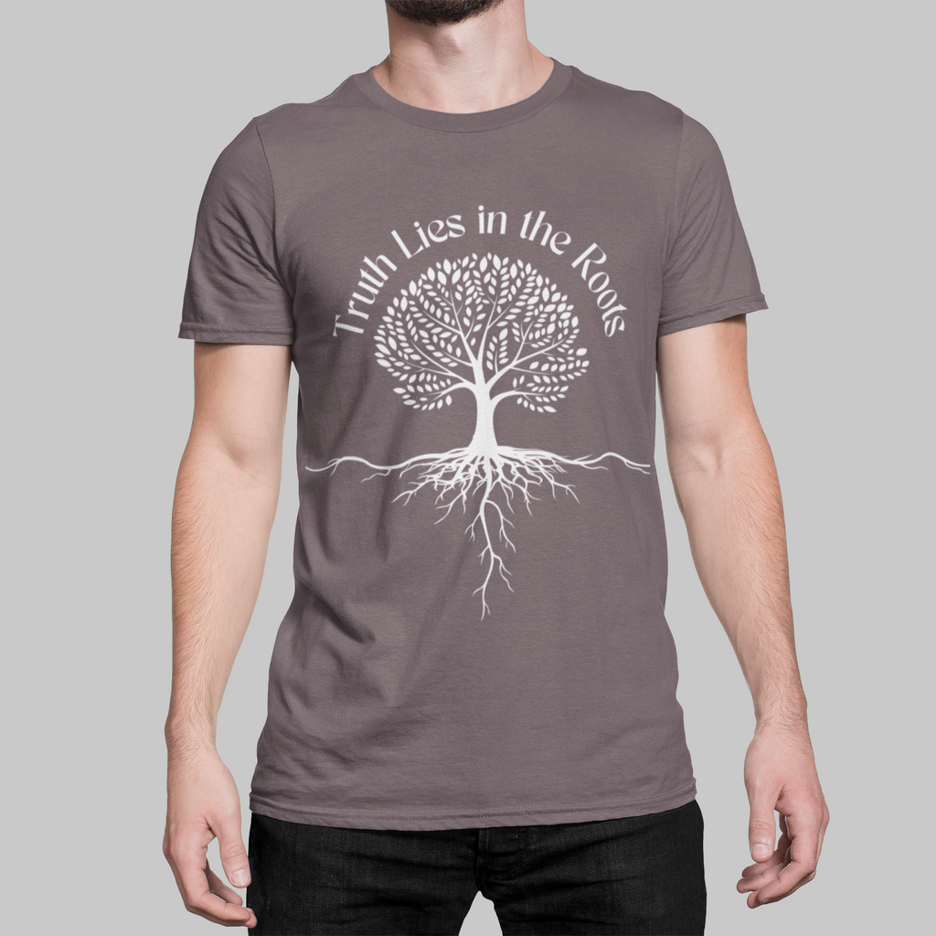 "Truth Lies in the Roots" Organic Cotton T-Shirt – Nature-Inspired Graphic Tee