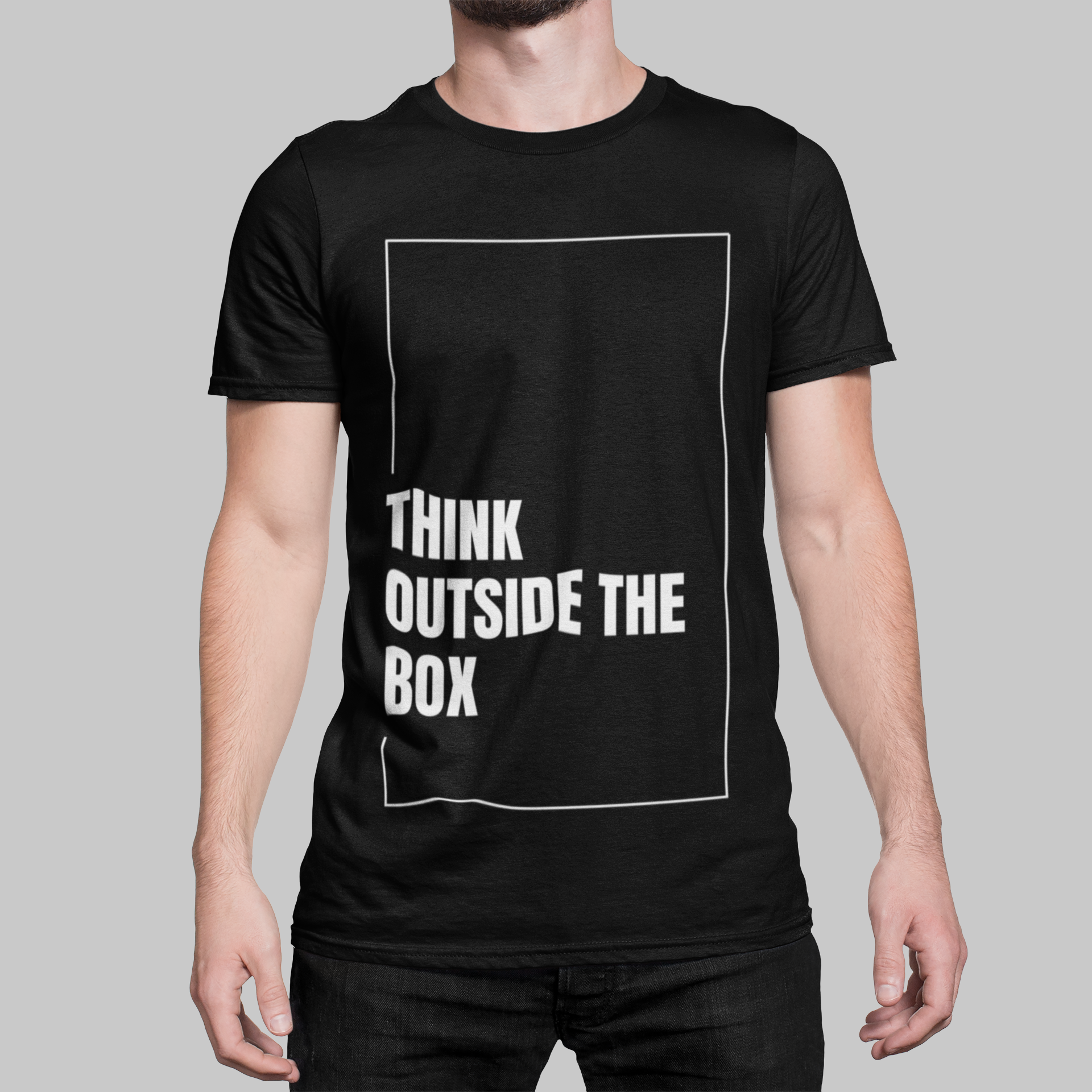 "Think Outside the Box" Minimalist Motivational T-Shirt – Bold Graphic Tee